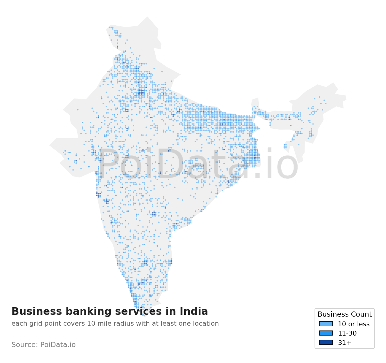 Business banking service density map for India