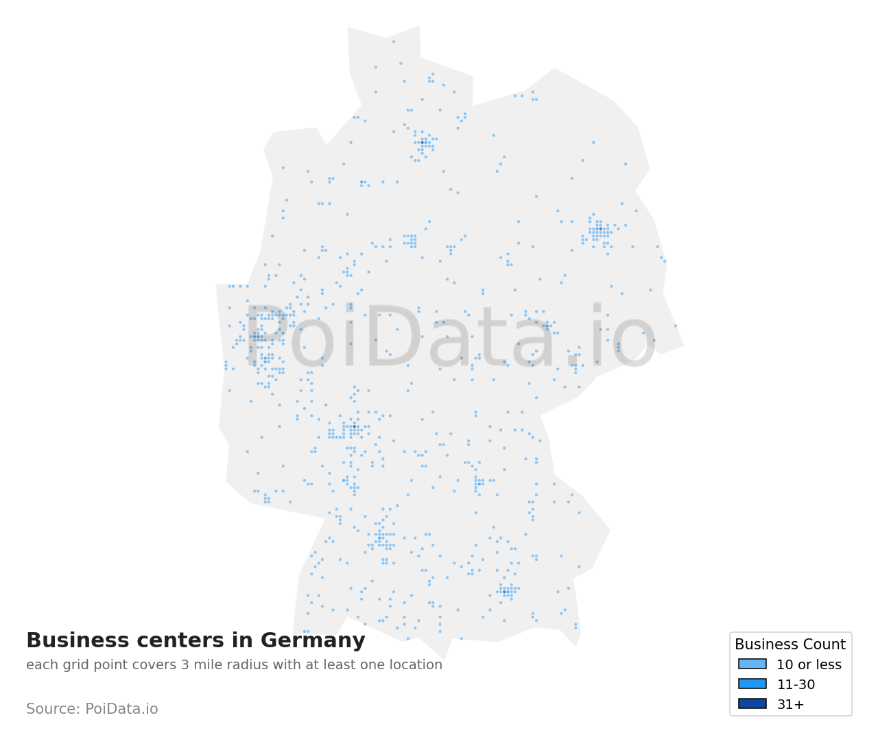 Business center density map for Germany