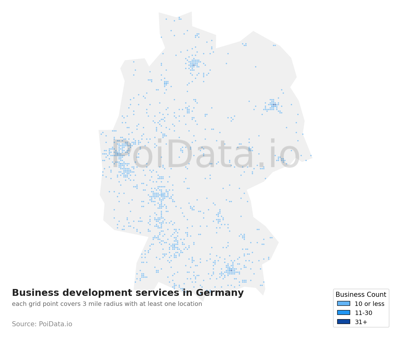 Business development service density map for Germany