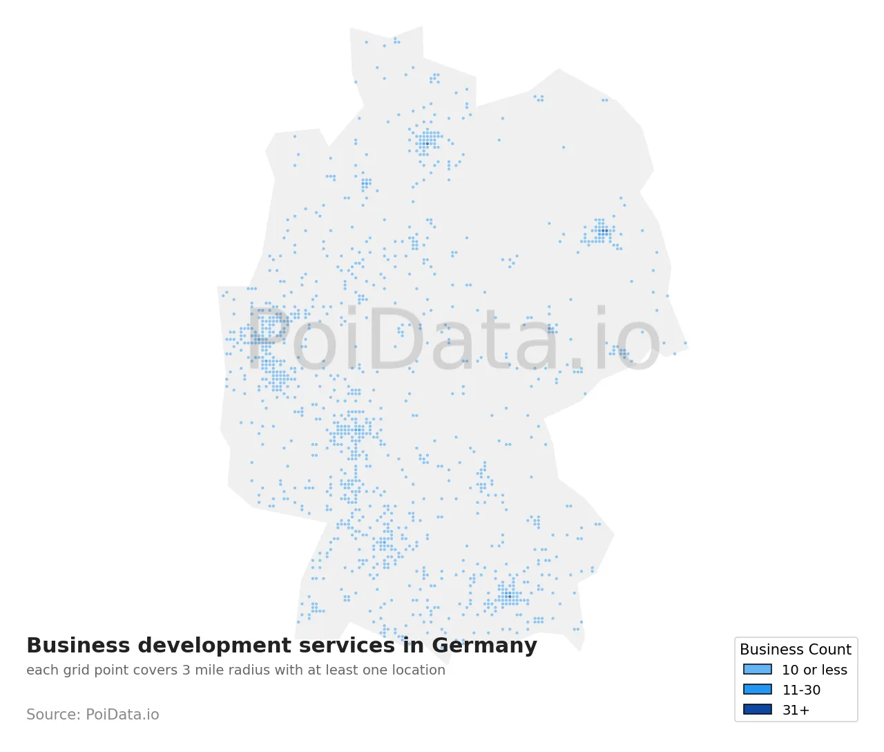 Business development service density map for Germany