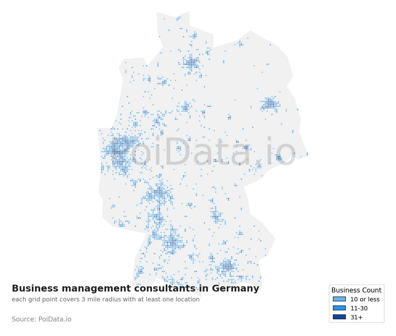 Business management consultant density map for Germany