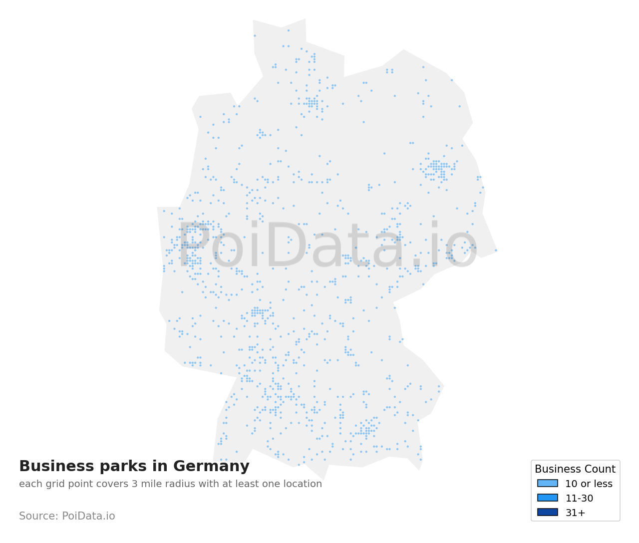 Business park density map for Germany