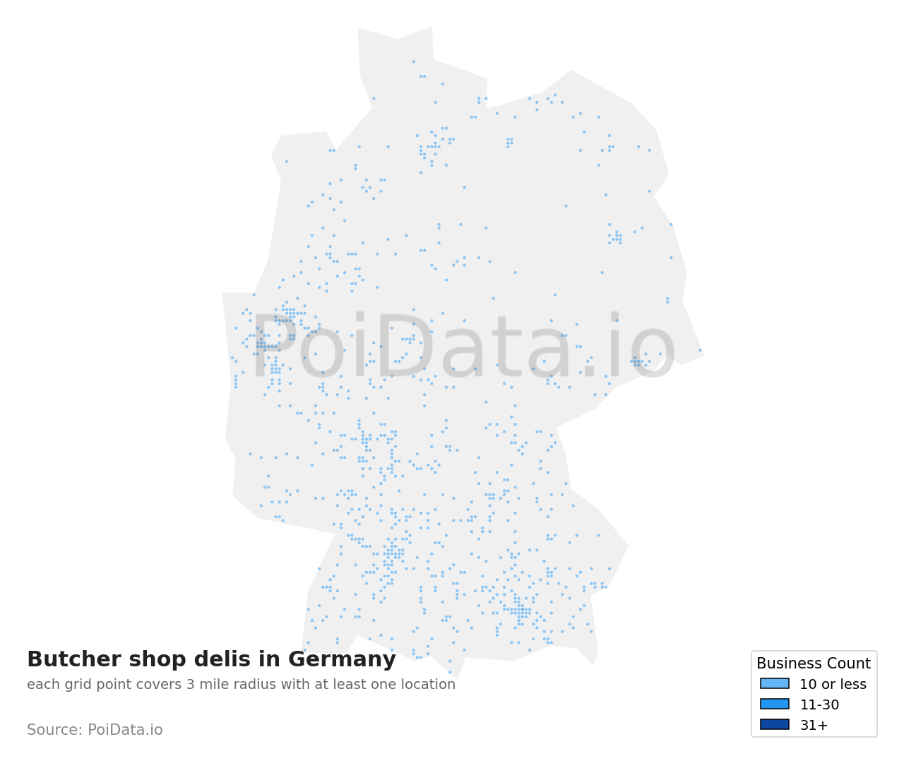 Butcher shop deli density map for Germany