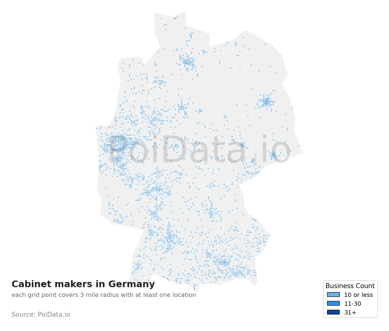Cabinet maker density map for Germany