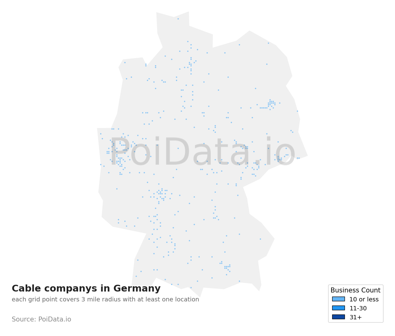 Cable company density map for Germany