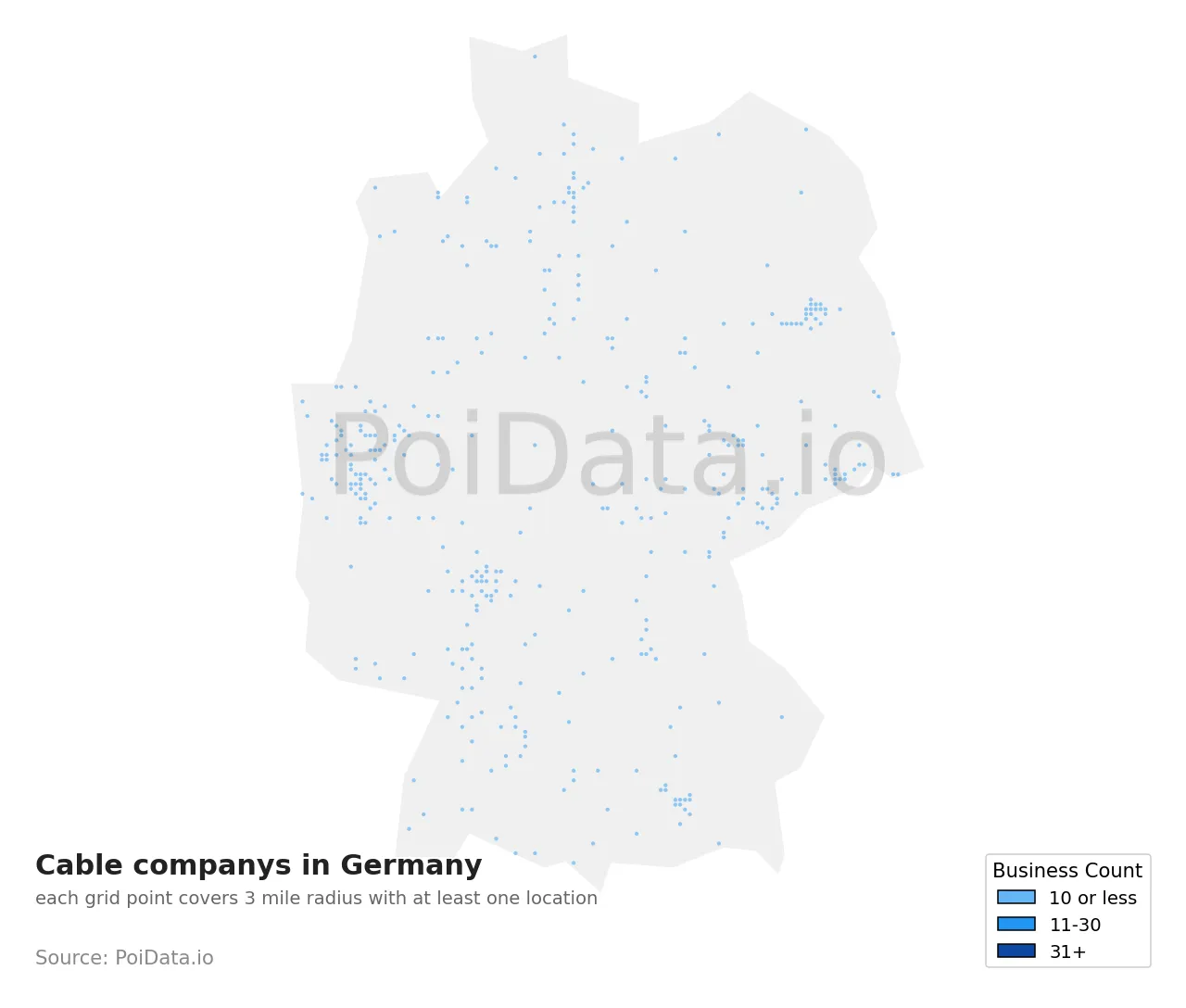 Cable company density map for Germany