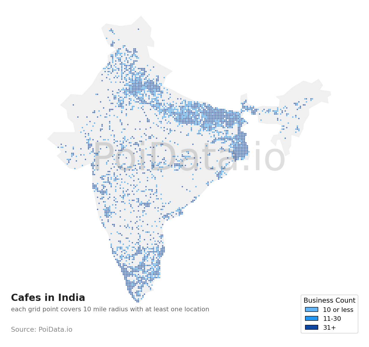 Cafe density map for India