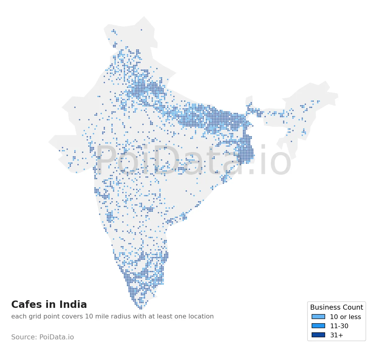 Cafe density map for India