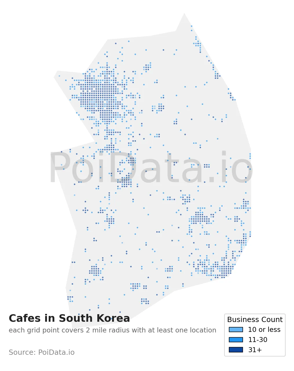 Cafe density map for South Korea
