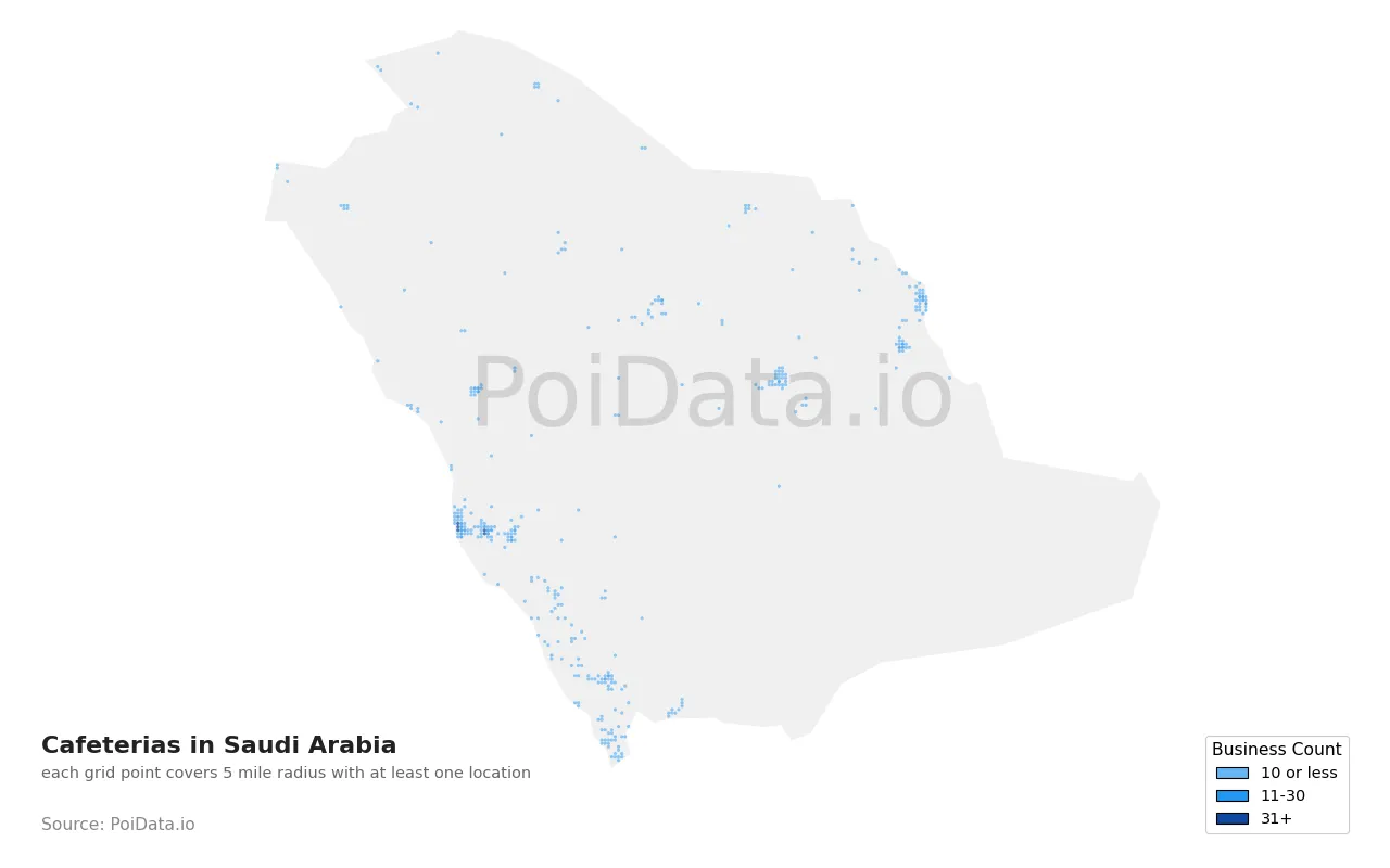 Cafeteria density map for Saudi Arabia