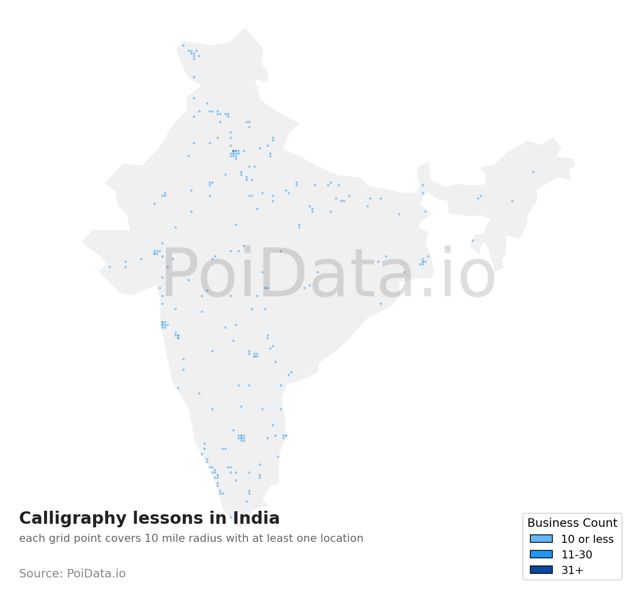 Calligraphy lesson density map for India