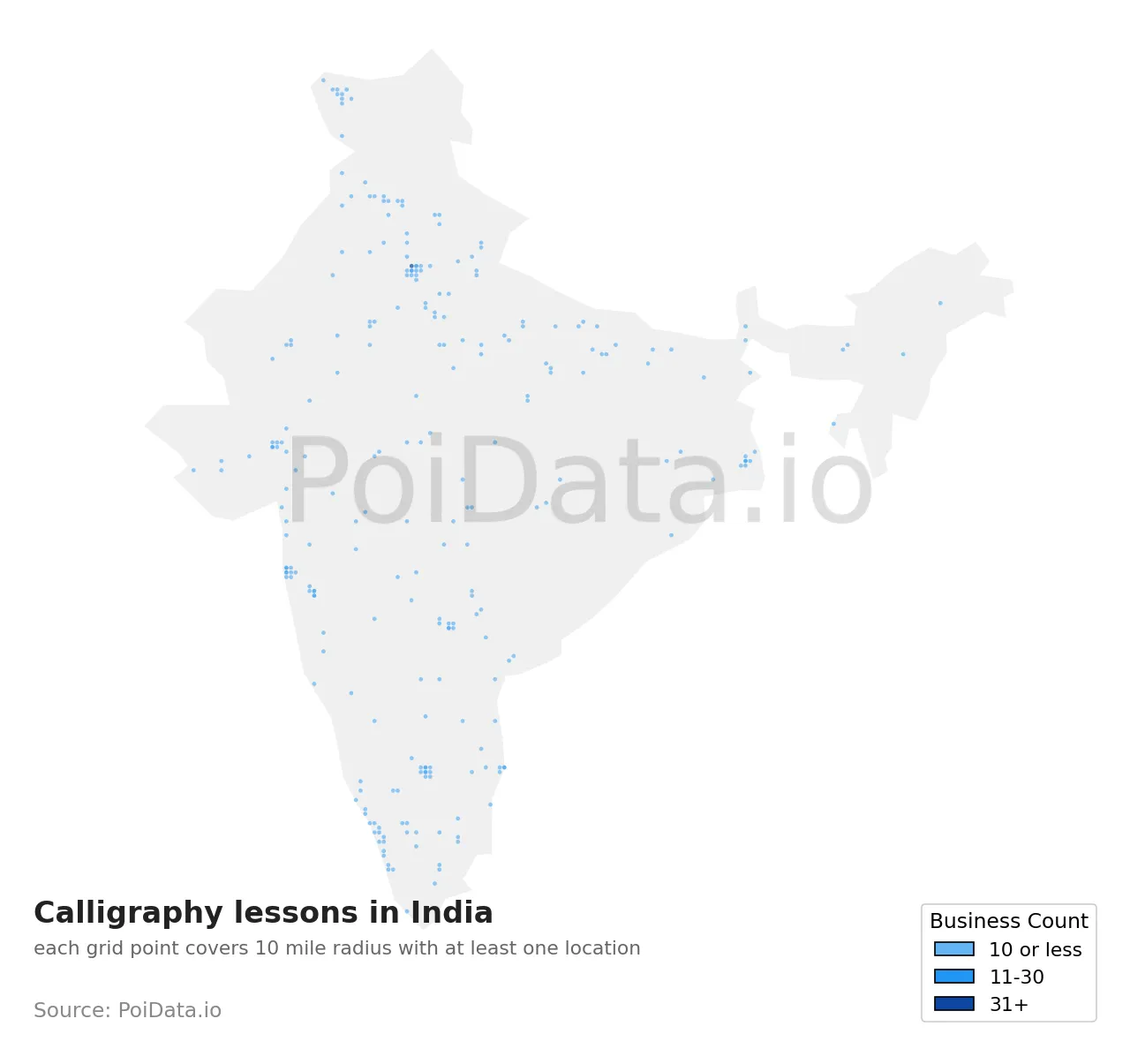 Calligraphy lesson density map for India