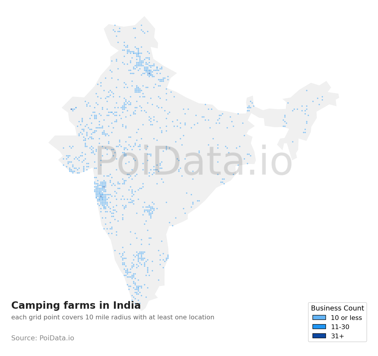 Camping farm density map for India