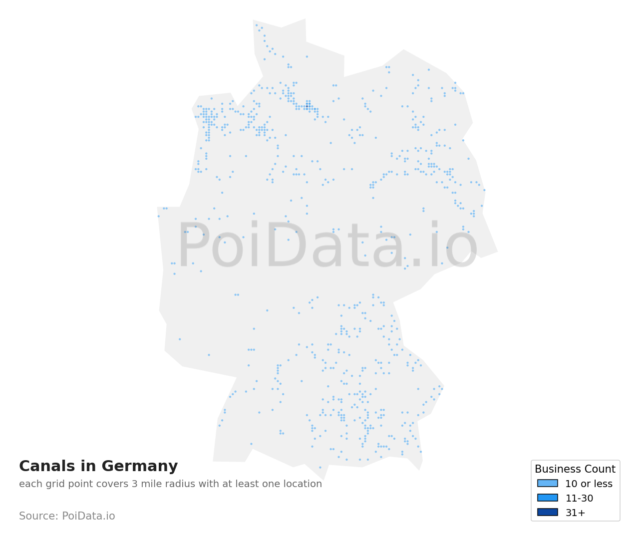 Canal density map for Germany