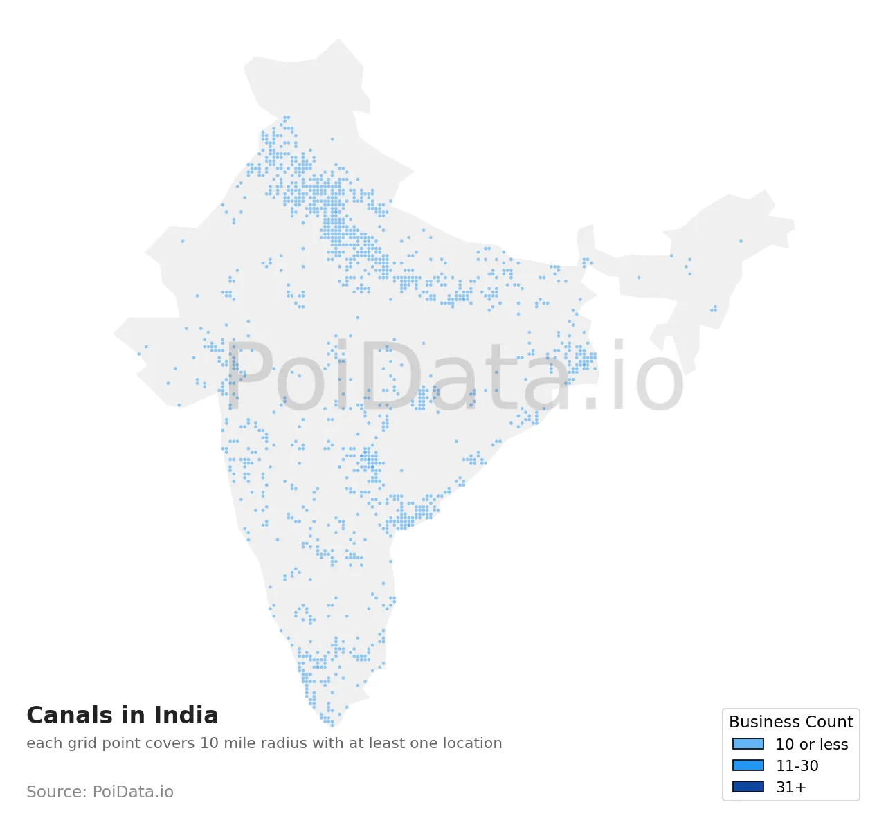 Canal density map for India