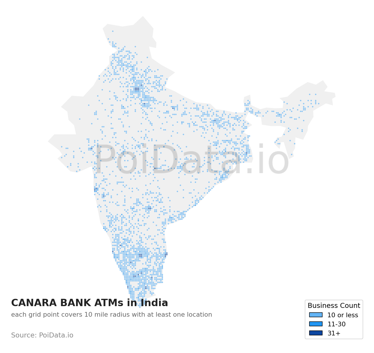 CANARA BANK ATM density map for India