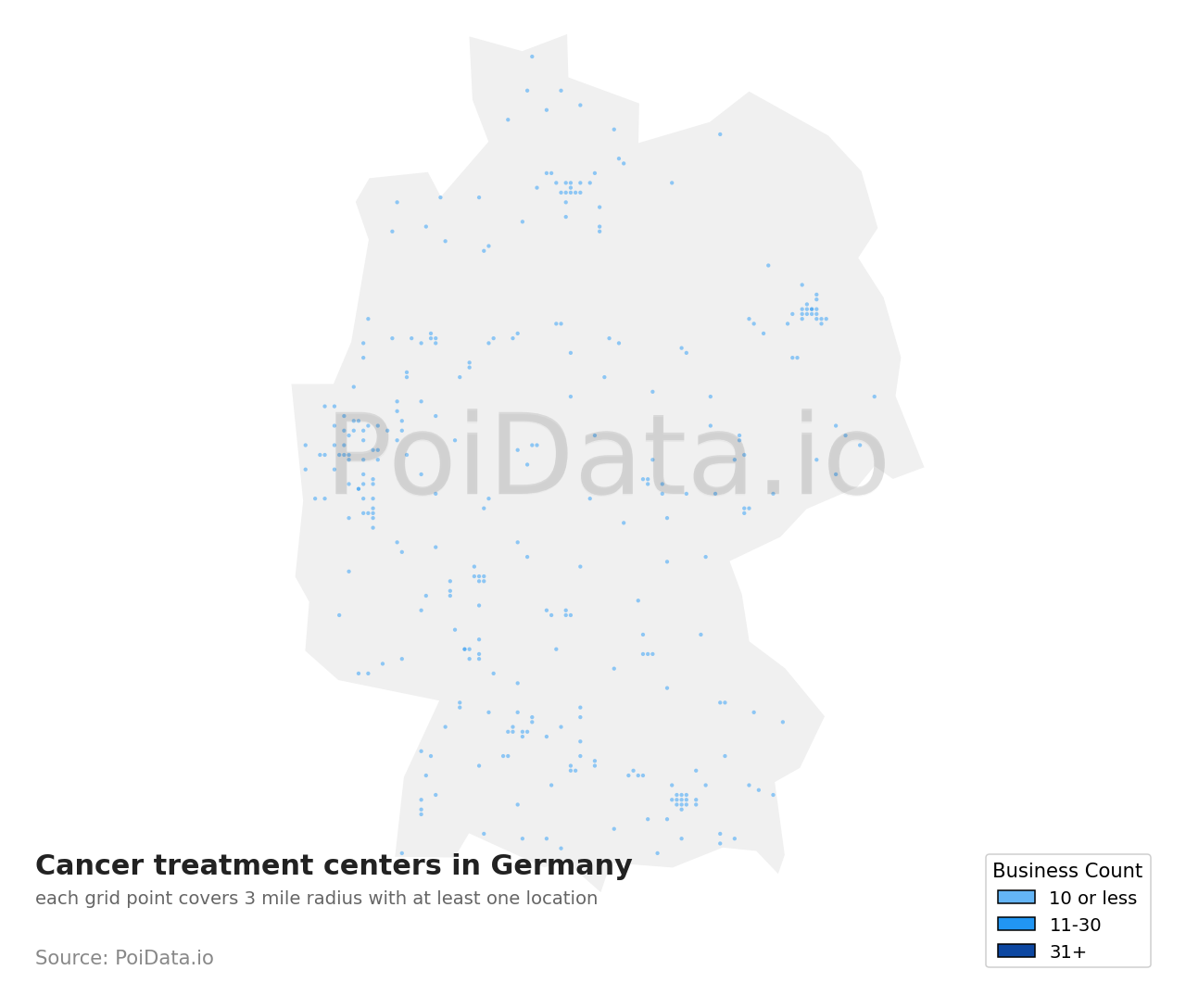 Cancer treatment center density map for Germany