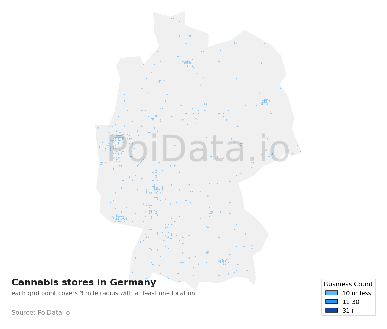 Cannabis store density map for Germany