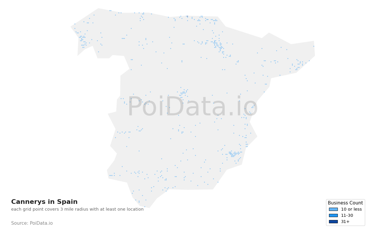 Cannery density map for Spain