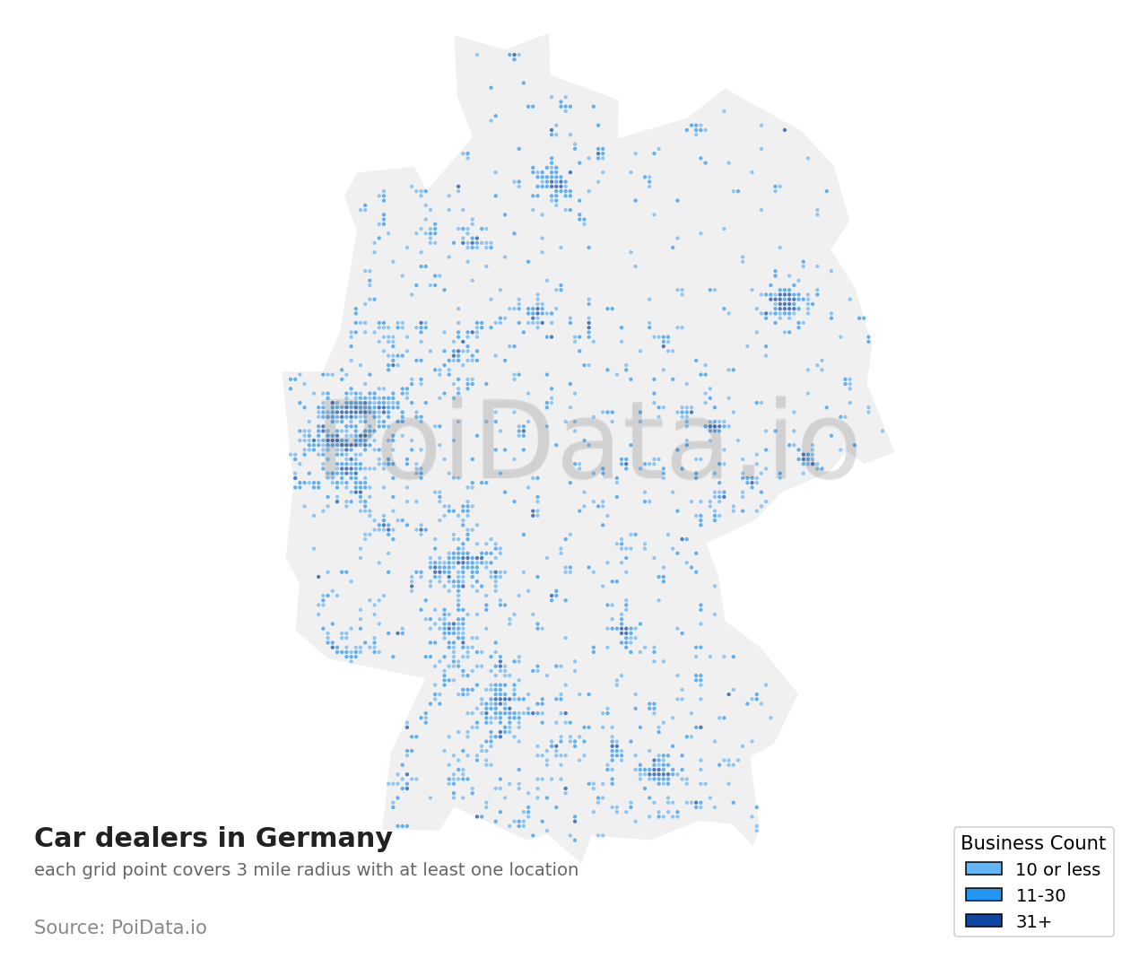 Car dealer density map for Germany