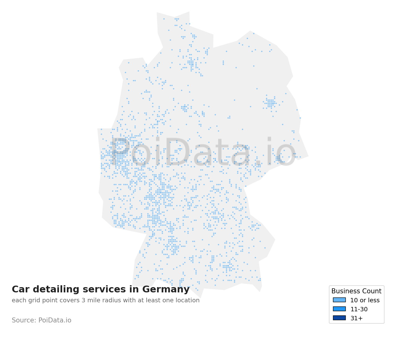 Car detailing service density map for Germany