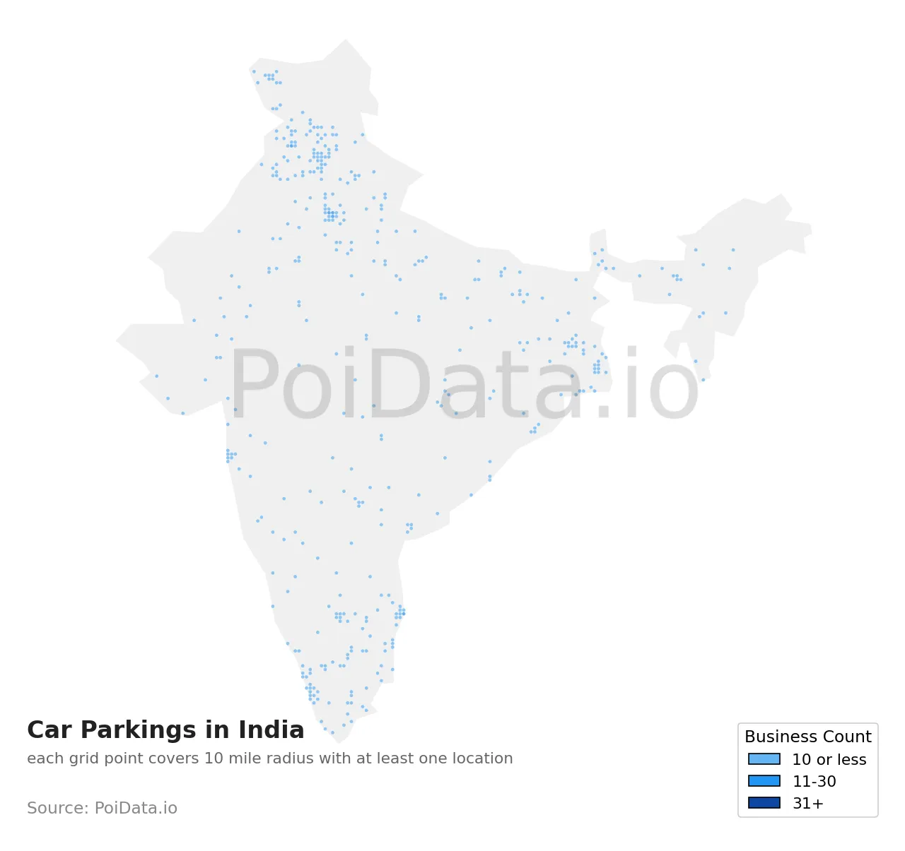 Car Parking density map for India