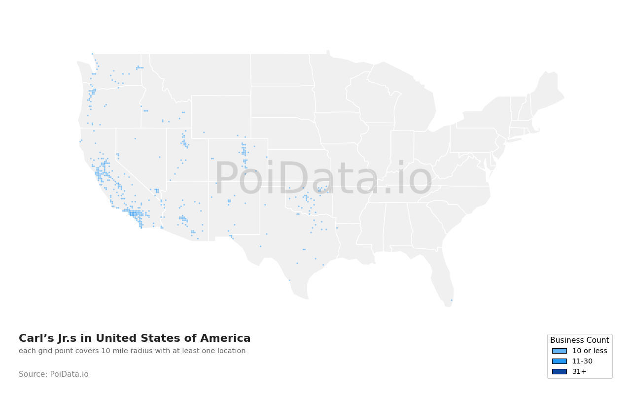 Carl’s Jr. density map for United States