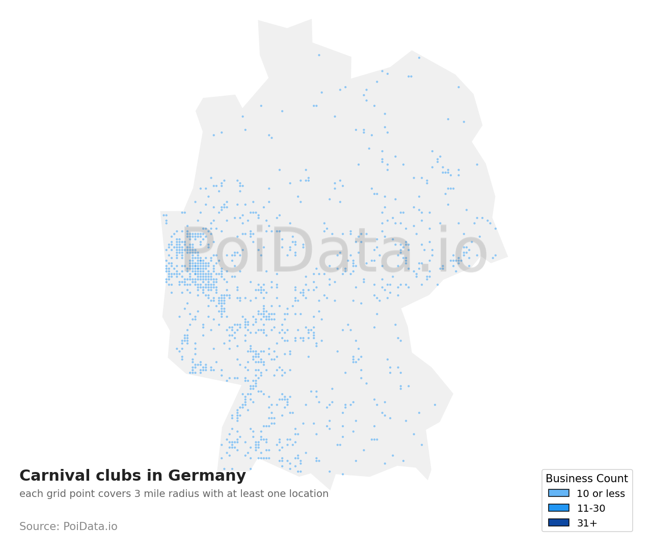 Carnival club density map for Germany