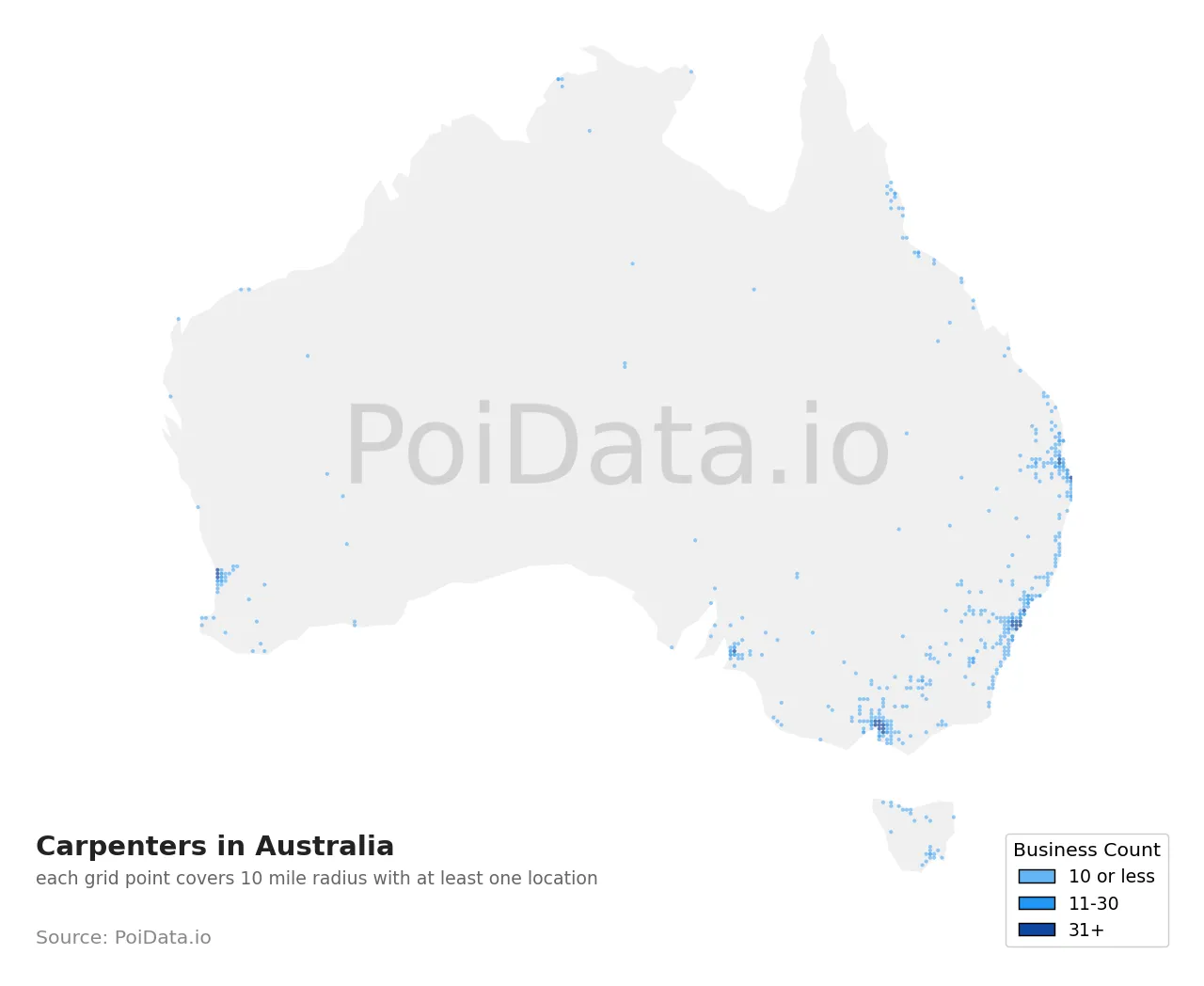 Carpenter density map for Australia