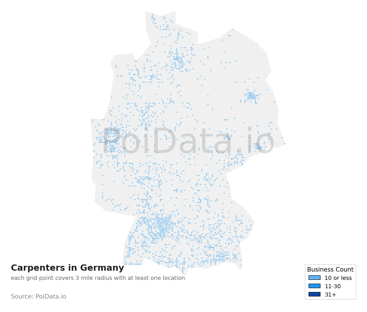 Carpenter density map for Germany