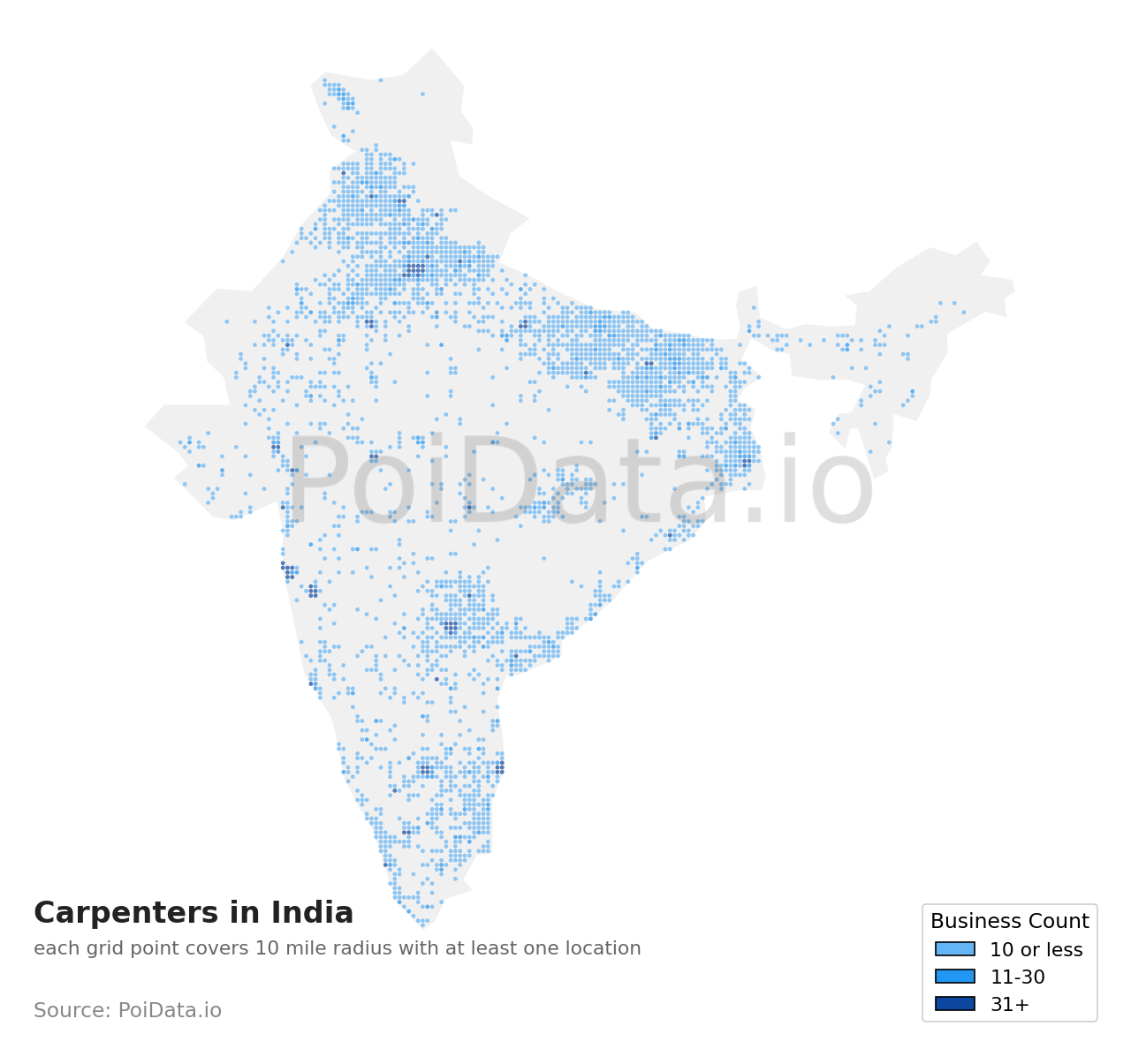 Carpenter density map for India