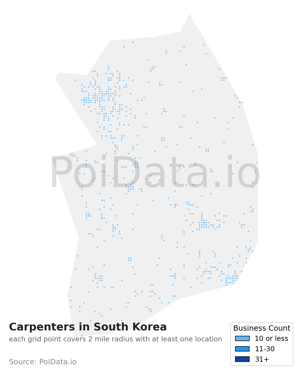 Carpenter density map for South Korea