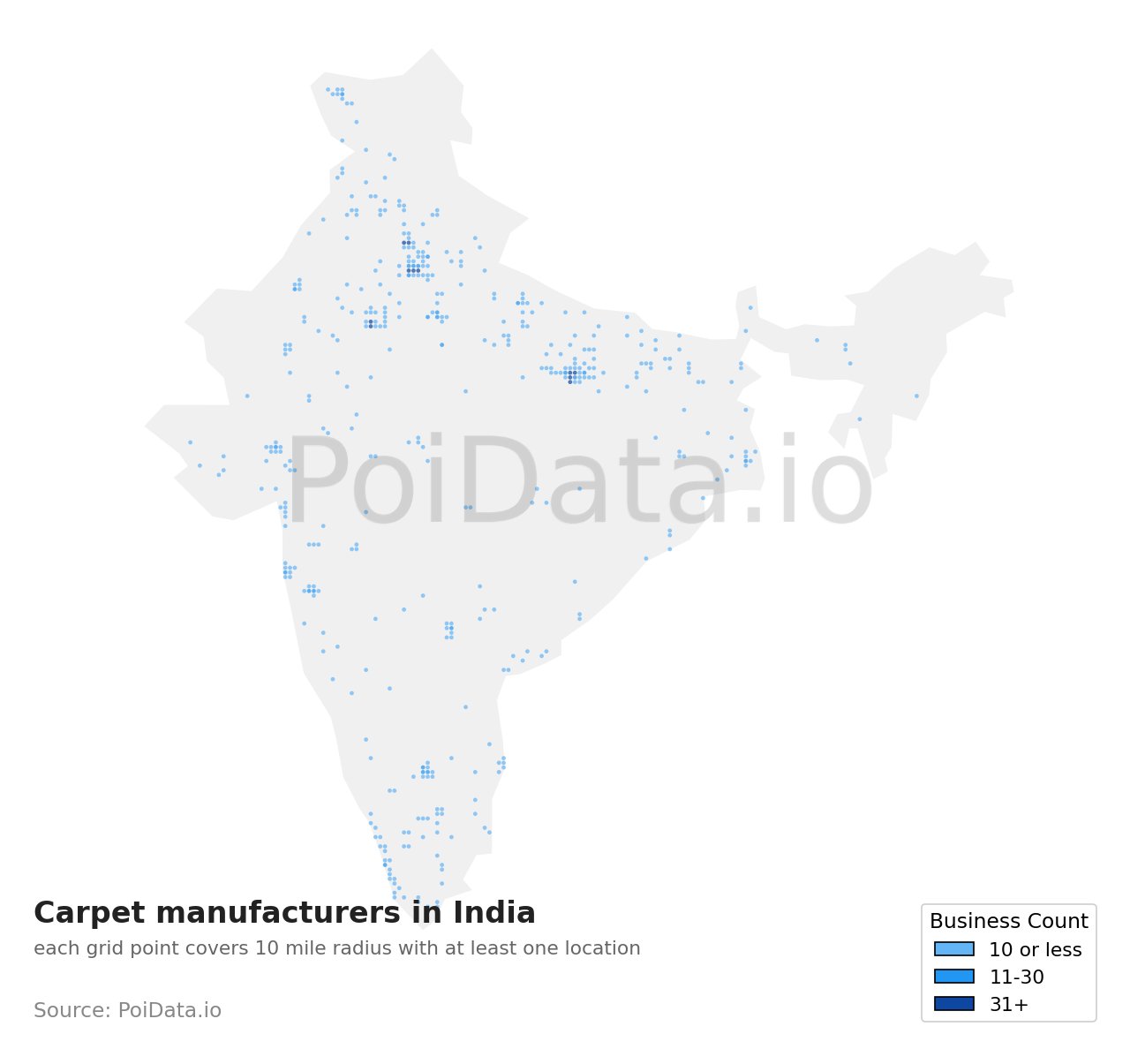 Carpet manufacturer density map for India