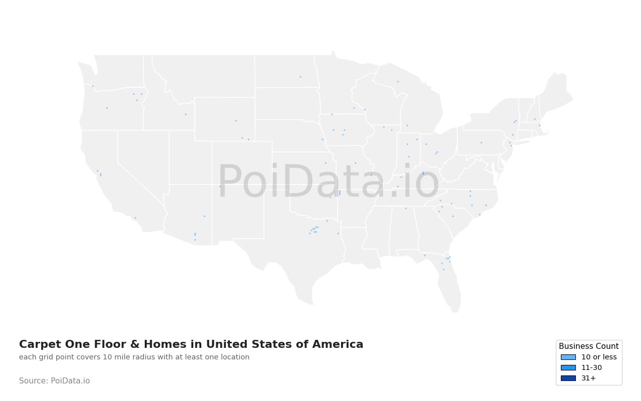 Carpet One Floor & Home density map for United States