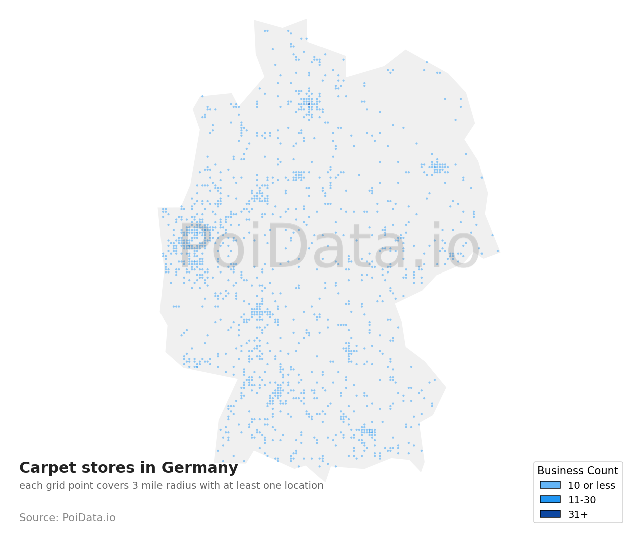 Carpet store density map for Germany