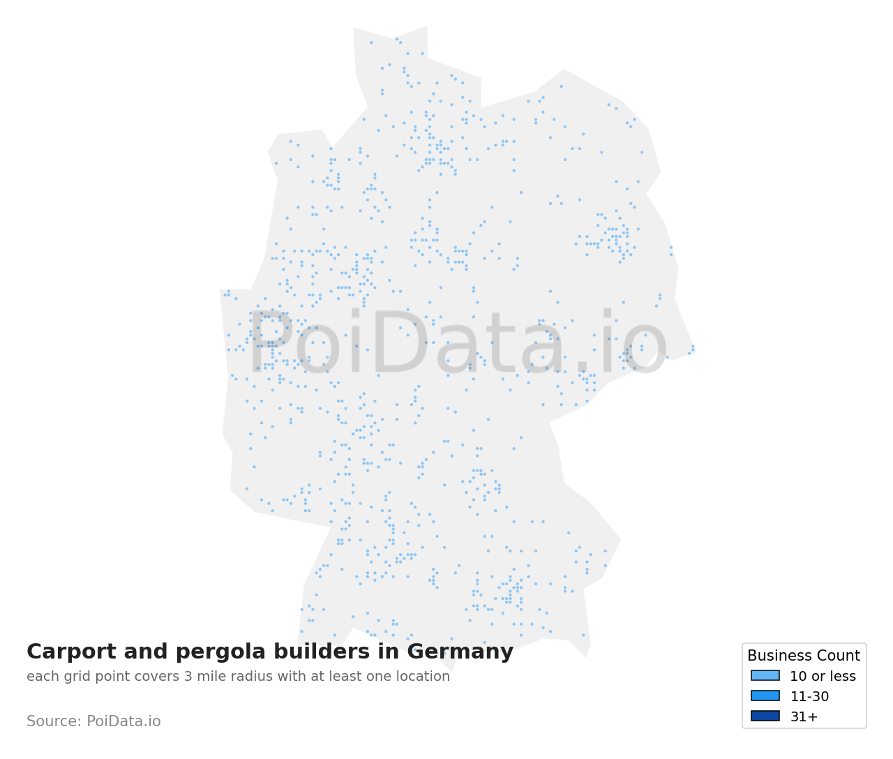Carport and pergola builder density map for Germany