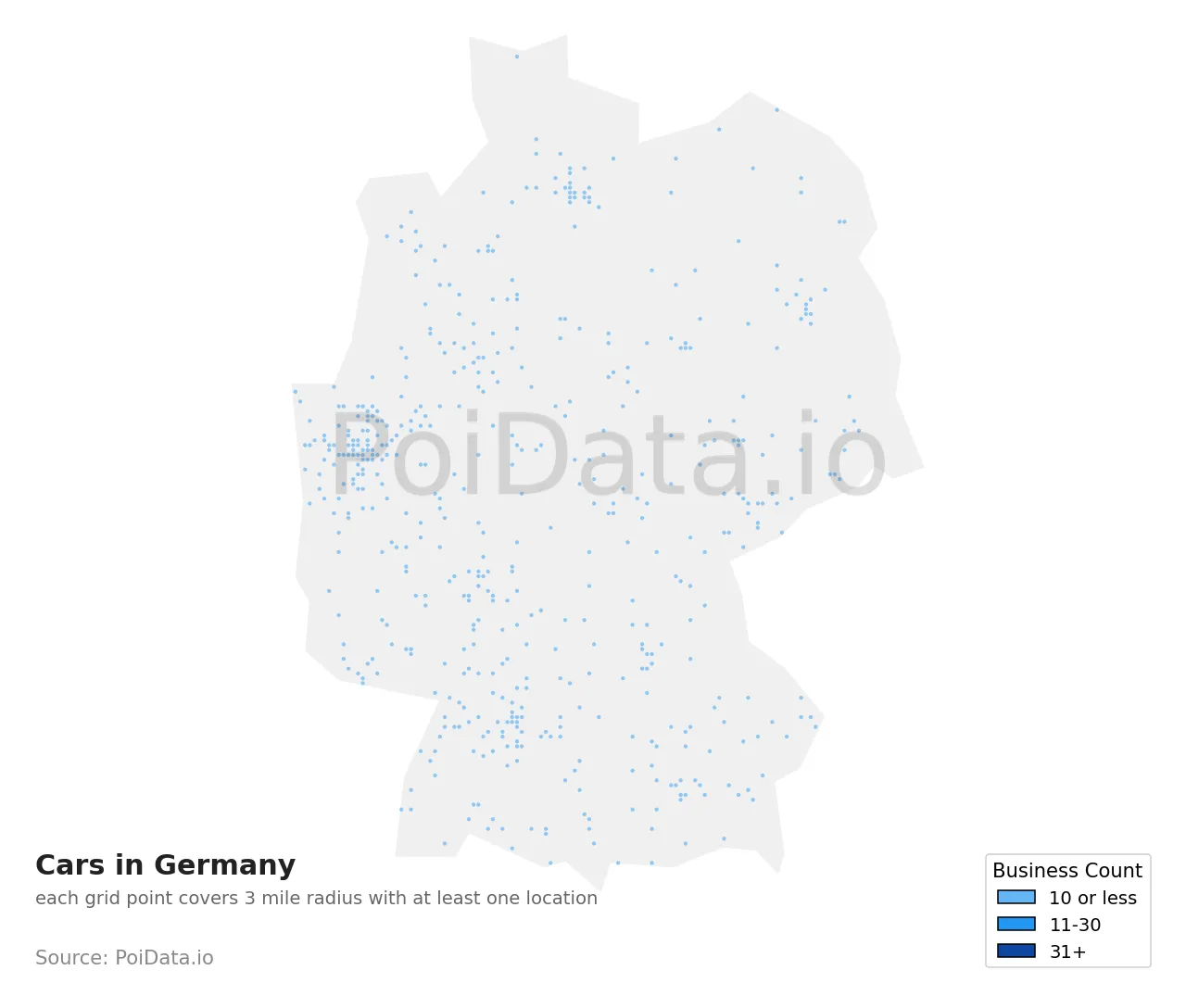 Cars density map for Germany