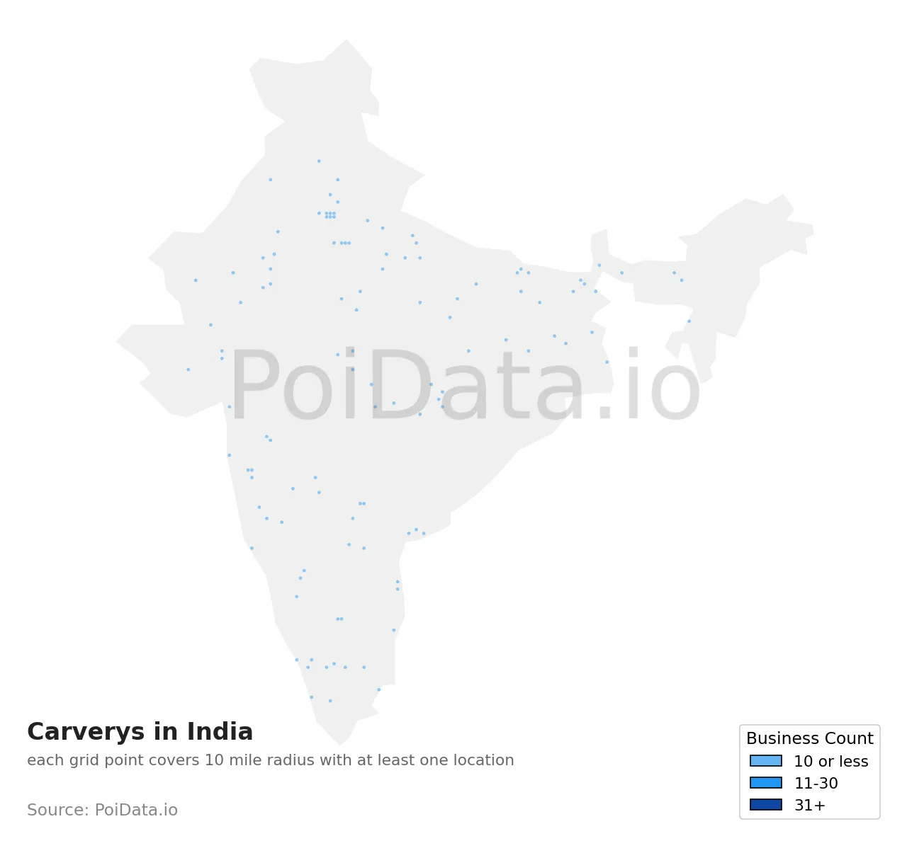 Carvery density map for India