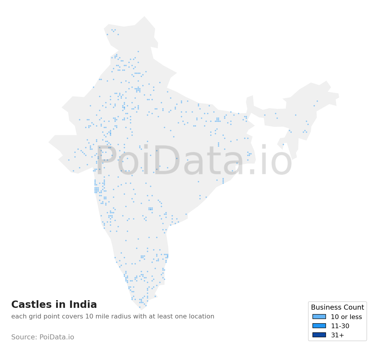Castle density map for India