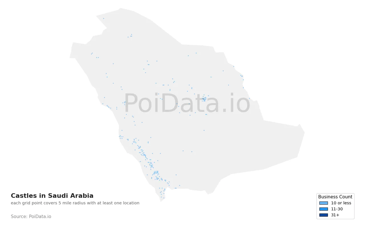 Castle density map for Saudi Arabia