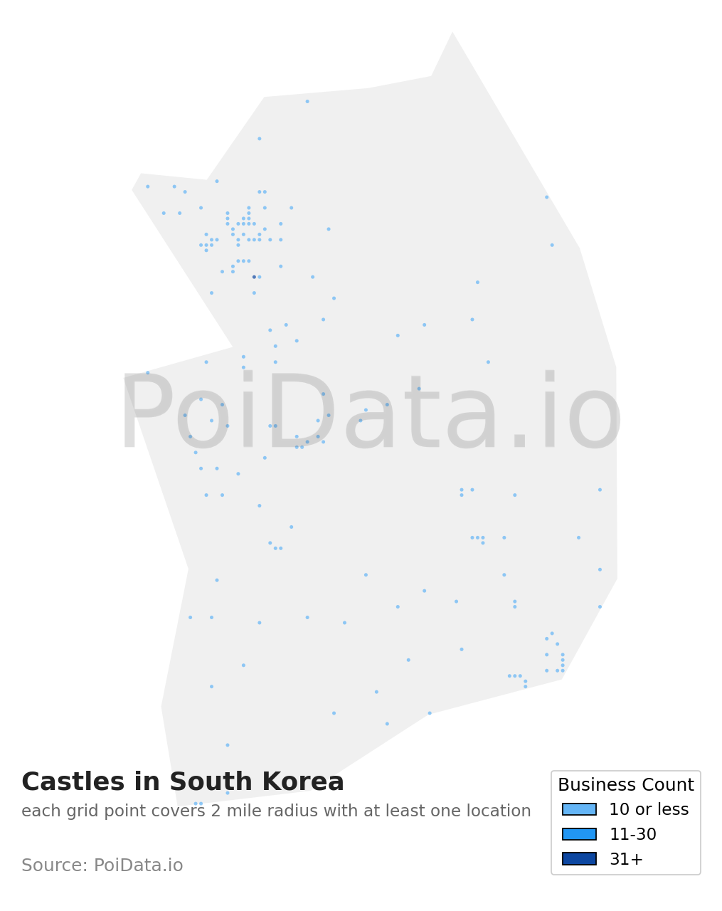 Castle density map for South Korea