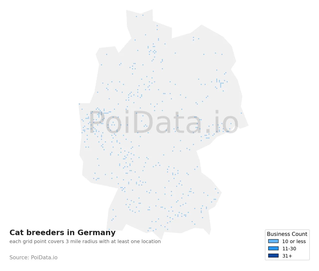 Cat breeder density map for Germany