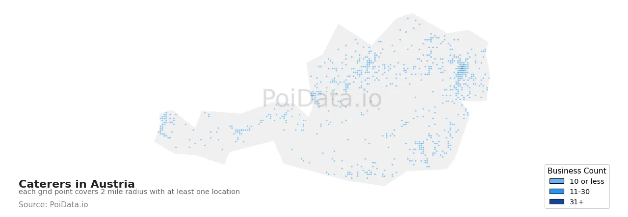 Caterer density map for Austria