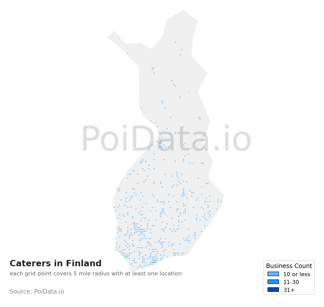 Caterer density map for Finland