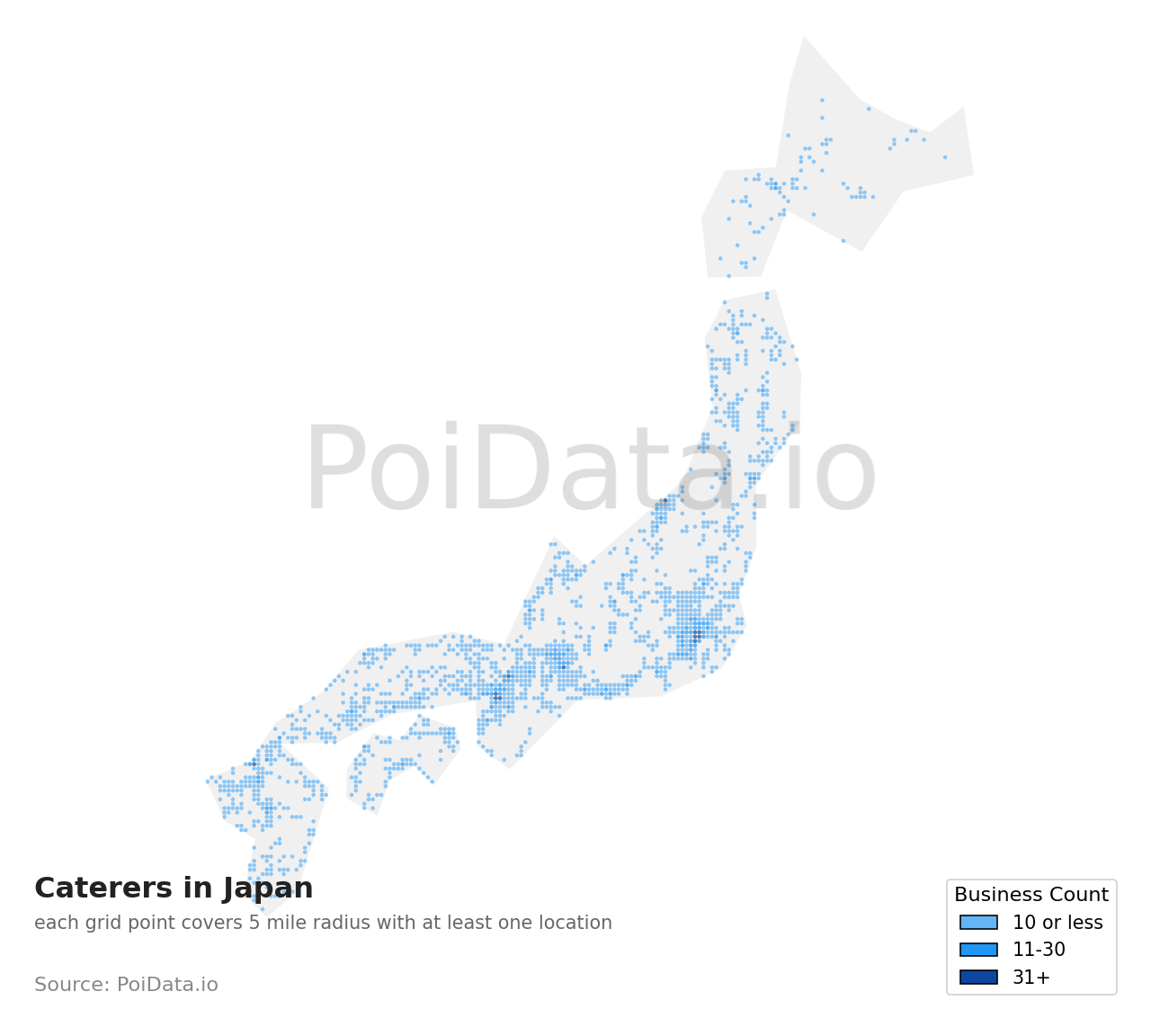 Caterer density map for Japan