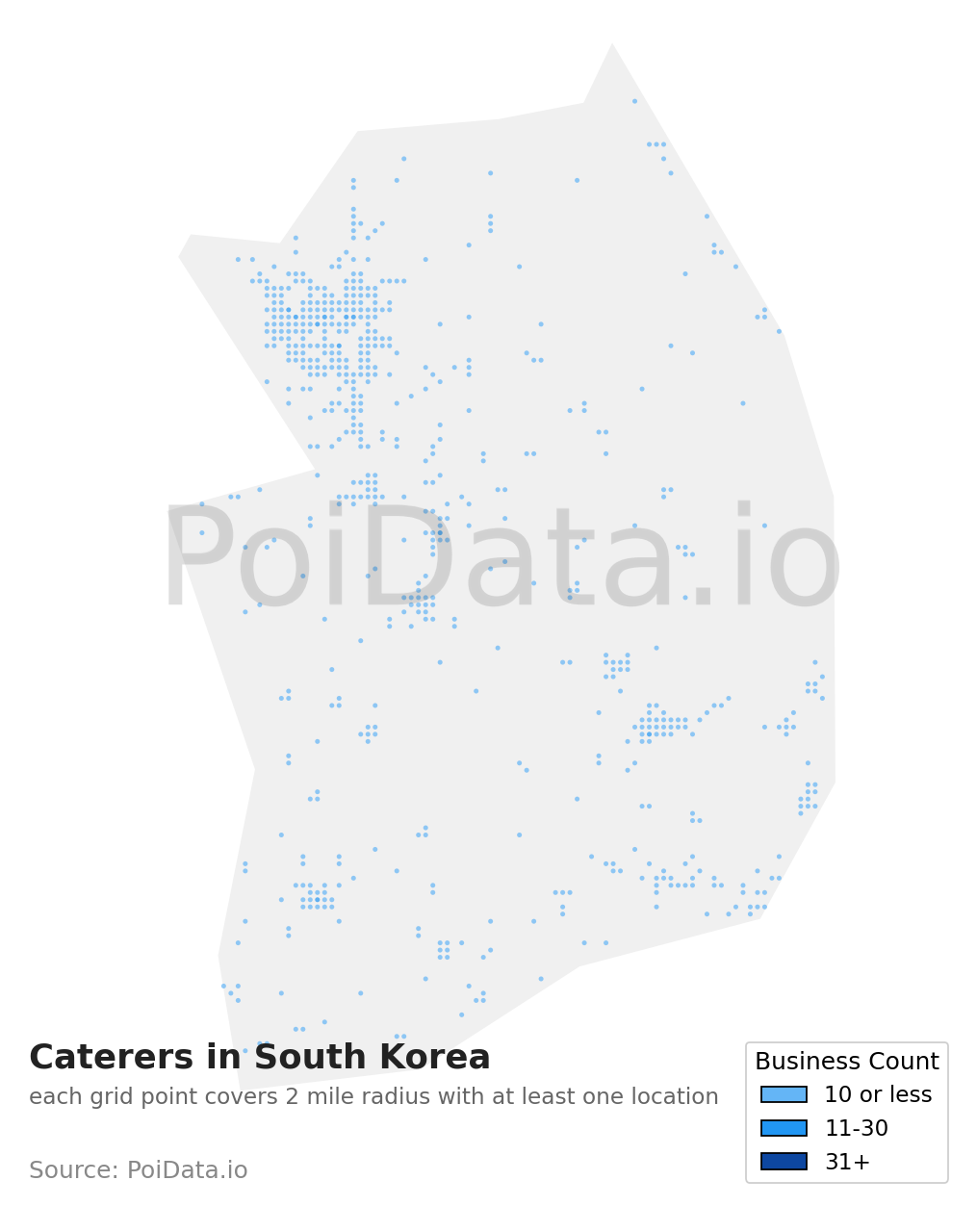Caterer density map for South Korea