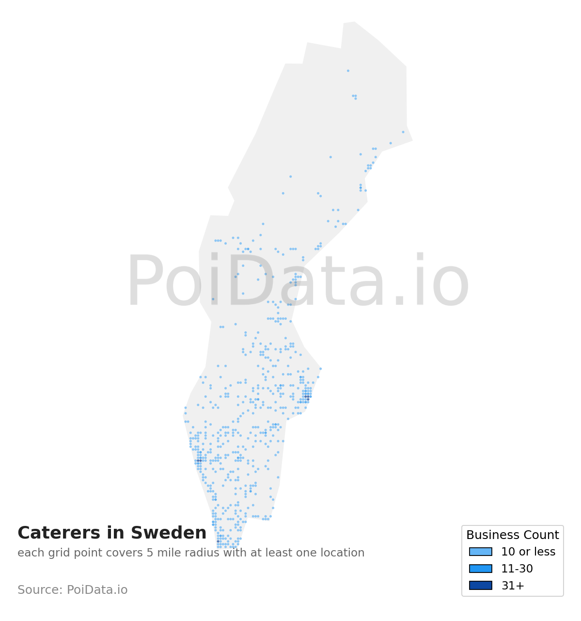 Caterer density map for Sweden