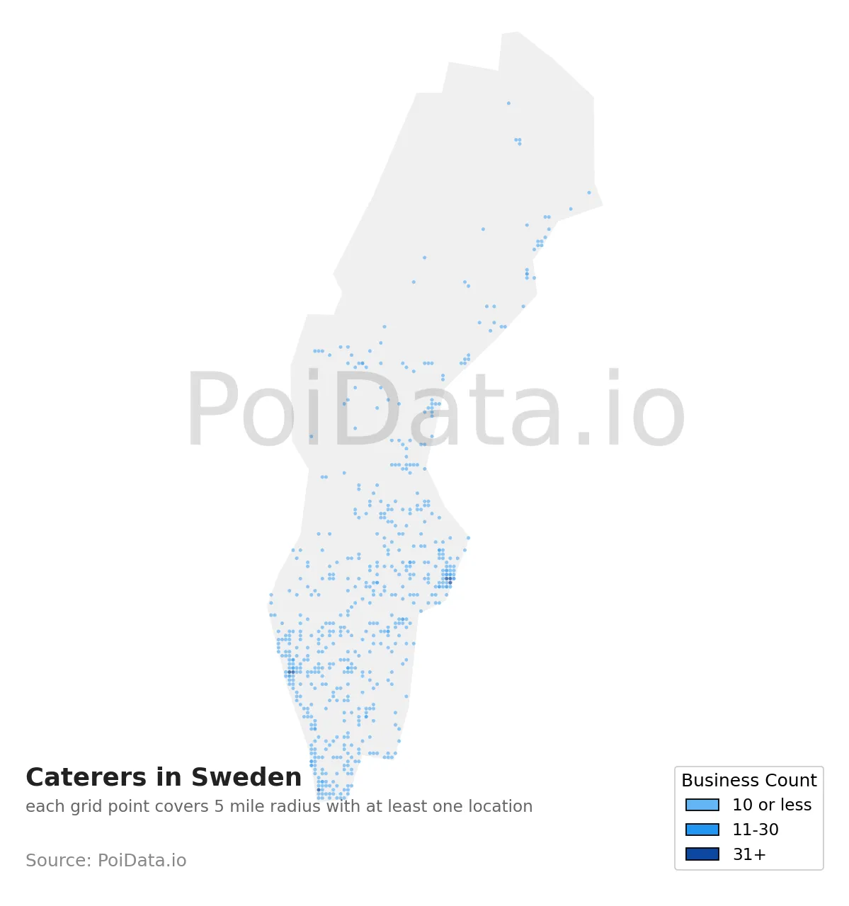 Caterer density map for Sweden
