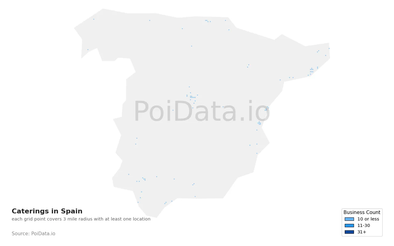 Catering density map for Spain