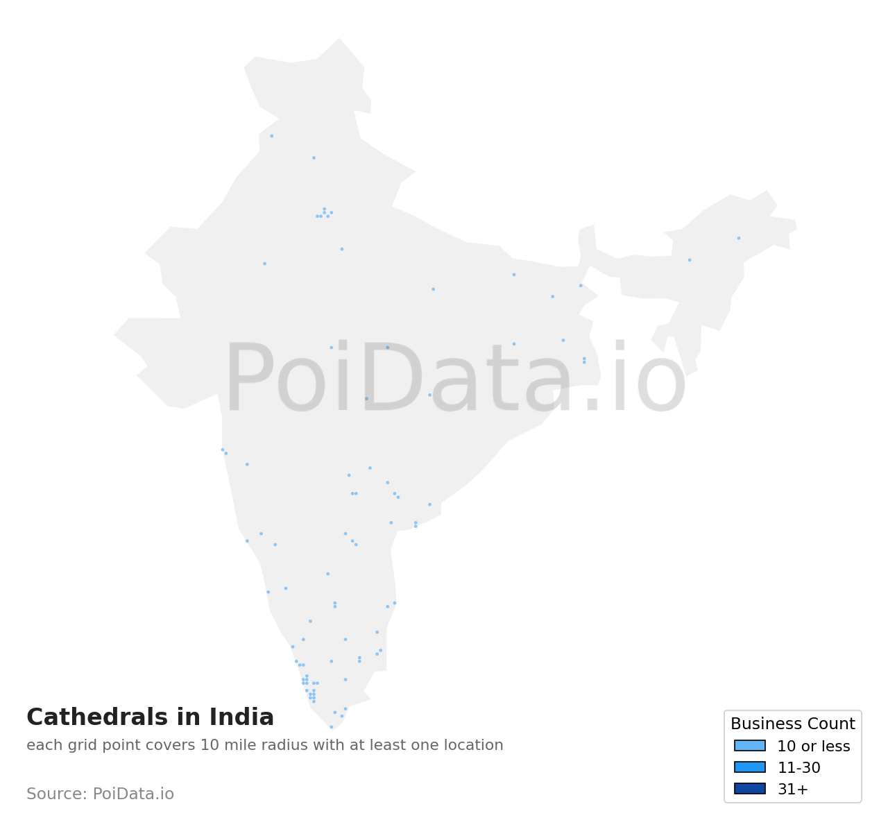 Cathedral density map for India